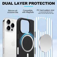 Magnetic For 13/14 Case Cute Stripes Phone Case, Shockproof Slim TPU And Hard PC Protective Phone Cover Compatible With MagSafe Designed For Wom Girls, Blue And White.Holiday Accessories.Phone Case, Suitable For 17 Pro Max/17 Air/ 16 Pro MAX/15 Pro Max/14 Pro/13 Pro/12/11, Personalized Phone Case For Men And Women, Middle Eastern Style - 設計2 - 查看 4
