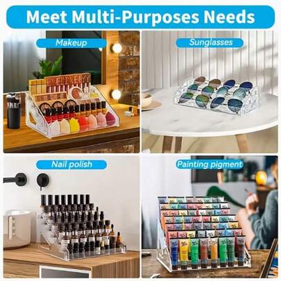 1 صندوق تخزين بلاستيكي شفاف للمكتب - رف عرض أكريليك قابل للتكديس مع خطافات معلقة وأرفف مفتوحة، مناسب لدبابيس، شارات، تماثيل صغيرة، بطاقات، ملصقات - حاوية تخزين متينة للمكتب، المجموعات، رف الأدوات