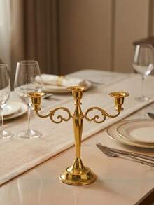 Elegant Multi-Arm Gold Candle Holder, Vintage European Style Home Decor, Creates Romantic Ambiance For Living Room, Wedding Anniversary, And Other Romantic Occasions. This Bohemian-Style Zinc Alloy Desktop Decor Is An Ideal Choice For Home Decoration, Fireplace Decor, Christmas Party, Housewarming Gift, Wedding, Restaurant, And Various Gatherings. - Multicolor - View 17