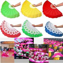 中国短款肚皮舞扇，32.5厘米塑料扇杆，配10厘米半圆丝绸扇面，一对，杨科舞蹈塑料扇，手工染色，成人款，热销 - 彩色 - 查看 2