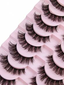 Hinarin 10 Pairs Thick 3D Multi-Layer DD Curly Russian Volume False Eyelashes High Curl Degree Dense & Bold Whole Piece Eyelash Extensions And Reusable For Gifts And Daily Party Use - Black - View 6