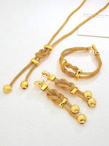 4件套 时尚复古简约个性化欧美风女式派对服装（配饰随机摆放） - 金黃色 - 查看 10