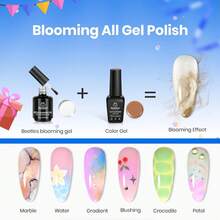 Beetles Blooming Gel 15ml Clear Uv Led Blossom Nails Gel Polish For Spreading Effect Marble Natural Stone Watercolor Floral Print Soak Off Diy Nail Art Design Manicure Gift For Women - 查看 3