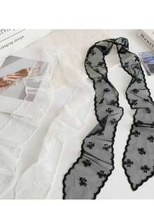 1条波西米亚风刺绣流苏围巾/头巾，适合日常佩戴 - 白色 - 查看 4