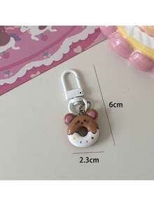 5pcs Random Donut & Rabbit Cartoon Keychain, Bag Pendant, Small Gift For Friends - Multicolor - View 3