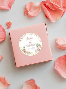 1-120pcs Custom Name Labels, Personalized Round Text Stickers, Customizable Thank You Stickers, Custom Text Wreath Stickers, Perfect For Weddings, Birthday Parties, Gift Boxes, Gift Bags, Invitations, Various Occasions, Elegant, Romantic, Stylish, Beautiful Floral Crown Design, Creative & Versatile, Ideal Gift For Husband, Wife, Boyfriend, Girlfriend, Friends, Family, Great For Weddings, Engagements ,Diy Kits - Multicolor - View 10