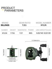 BILLINGS Carrete de pesca de casting, carrete de casting ultraligero de 6 oz, súper suave con arrastre máximo de 8 kg, relación de engranajes 7.2:1 y sistema de frenado magnético, para principiantes y todos los niveles - Verde - Ver 8