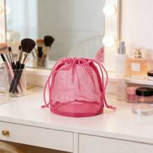 1pc Lightweight Breathable Drawstring Cosmetic Bag, Large Capacity Makeup Organizer Box, Portable Cotton Soft Towel Toiletry Travel Pouch, Multi-Functional Drainage Breathable Drawstring Bag - Multicolor - View 13