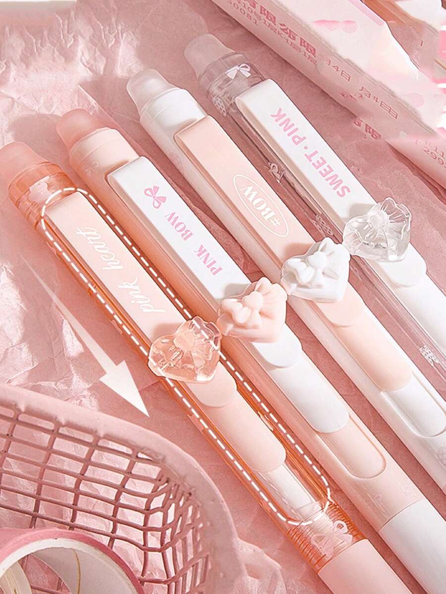 Bộ 2 bút bi gel hình động vật dễ thương, có thể xóa được, màu hồng hoạt hình, ngòi 0.5mm, mực đen/xanh dương, thích hợp cho học sinh và sử dụng văn phòng.