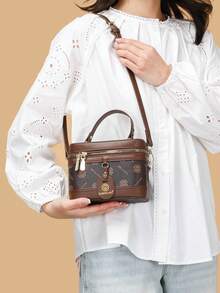 Uniwersalna damska torba na ramię z geometrycznym wzorem, regulowany pasek, torba typu crossbody, torba typu box, konstrukcja z klapką, odpowiednia do podróży, na zakupy, randki, idealny prezent dla kobiet, nastolatek, studentek, początkujących i pracujących kobiet, do biura, szkoły, pracy, biznesu, dojazdów do pracy, na zewnątrz, w podróży, na piknik itp. - Wielokolorowe - Zobacz 3