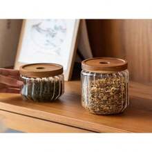 1pc Glass Food Storage Jar, Round Canister For Tea Leaves, Snacks, Coffee Beans, Multi-Purpose, Reusable, Freezer , Flip-Top Airtight Seal, No Electricity Required - High Borosilicate Glass Container - View 9