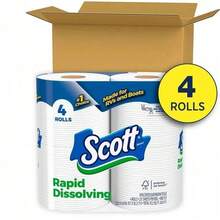 Scott Rapid-Dissolving Toilet Paper For RVs & Boats – 4 Double Rolls (231 Sheets/Roll), Septic-, Clog-Free, 1-Ply - 1 - Xem 3