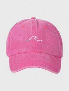 1pc New Washed Baseball Cap With Simple Wave Pattern Embroidery, Unisex, Suitable For Couples And Students, Versatile Dad Hat - Waves - View 3