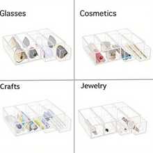 Modern Clear Desk Organizer With Drawer - Perfect For Fashion Glasses, Transparent Acrylic Organizers For Glasses, Cosmetics & Lipstick | Dust-Proof Storage Solution, Featuring 4 Drawers Suitable For Bathroom, Dormitory, Desk, Countertop, Or Office Use, Cute Office Supplies, Separate Compartments, Gift - Xem 6