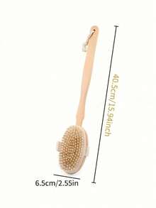1支高品质长柄木质沐浴刷，天然刷毛，可拆卸背部按摩去角质刷，适用于干性肌肤去角质和身体按摩，可拆卸设计，符合人体工学，令肌肤光滑亮泽，无香型，无需电池 - 均碼 - 查看 10