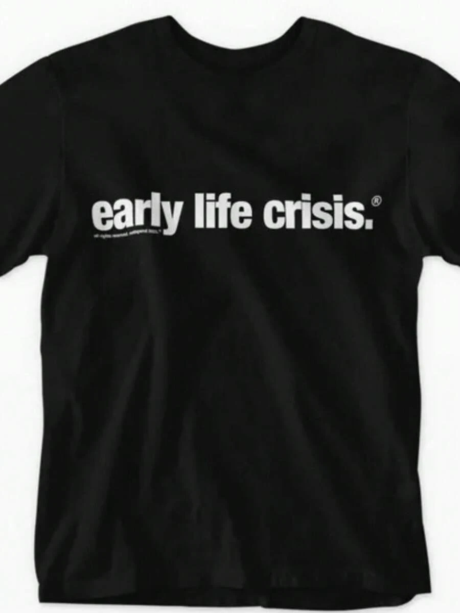 Nettspend Early Life Crisis Cotton Tee Shirt - 黑色 - 查看 1