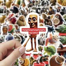 80pcs TungTungTungTungTung Sahur Stickers, Italian Style Stickers, Chinese Mythology Stickers From "Classic Of Mountains And Seas", Fun And Creative Abstract Stickers With Ambiguous Meanings - 80pcs - View 1