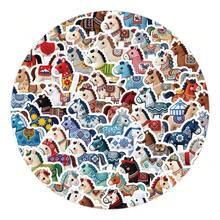100pcs Cute Horse Stickers, Chinese Style Creative Decorative Stickers For Diary, Notebook Scrapbook Supplies Stationery Funny Stickers - 100pcs - View 5