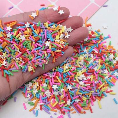 20g/Pc Realistic Colorful Candy Bead Mixed Star Polymer Clay Slice, Creative DIY Jewelry Filler Accessory