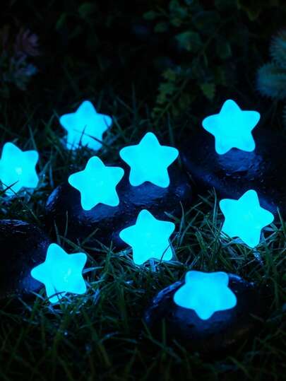 200 viên đá hình ngôi sao màu xanh phát sáng trong bóng tối, trang trí lối đi sân vườn, đường lái xe, bãi cỏ, đá cuội phát sáng, phụ kiện trang trí chậu cây cảnh mini bằng nhựa, trang trí sân vườn kỳ diệu, điểm nhấn cho bữa tiệc.