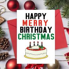 Interesting And Creative Birthday Card, Suitable For Anyone, Merry Christmas & Happy Birthday Card With Envelope, Funny December Birthday Gift Idea, Happy Eid Mubarak - Single Piece - View 5
