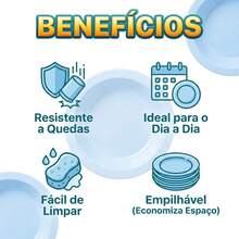 Set Of 10 Round Plastic Deep Plates For Meals - Baby Blue - View 3