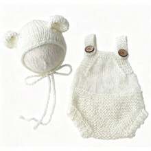 Newborn Photography Props Teddy Bear Hat Mohair Handmade Knitted Set, Cute Baby Boy Girl Photo Shoot Outfit - Multicolor - View 9
