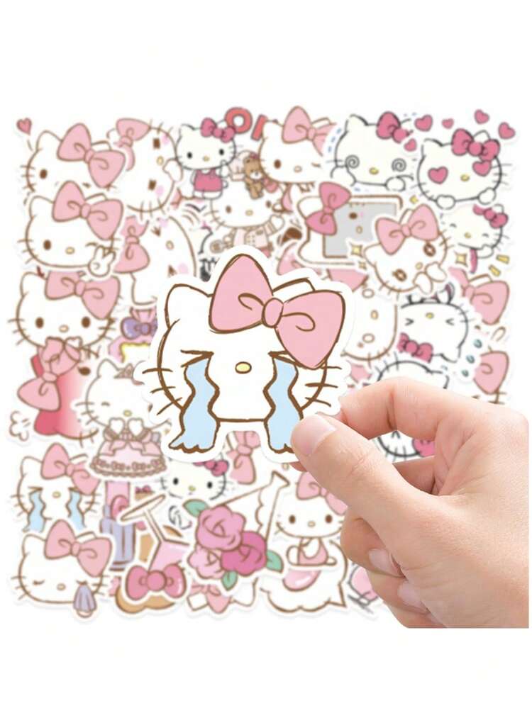 随机50张日系动漫主题3D立体卡通贴纸，可爱糖果、海豹、草莓兔女郎设计，手工奖励及教育贴纸，适用于剪贴簿、贺卡和DIY手工制作 - 彩色 - 查看 1