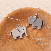 復古波希米亞風動物吊墜耳環，無鑲嵌，輕量配件，適合四季配戴 - 銀色 - 查看 7