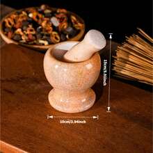 High-Quality Natural Marble Grinder, Manual Black And White Dual-Color Spice, Garlic, And Salt Grinding Bowl - Concrete Mortar Set - Multicolor - View 3