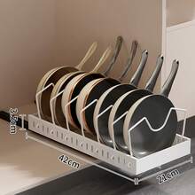1PC Multi-Functional Pull-Out Kitchen Utensil Rack Is Suitable For Storing Pot Lids, Tableware, Cookware, Etc. Durable And Space-Saving, It Slides Out And Can Be Installed Inside Cabinets. Suitable For Home Kitchens, Restaurants, And Hotels. - Multicolor - View 14