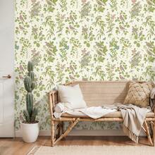 1卷清新绿色植物花鸟壁纸，时尚植物壁纸，精致室内装饰膜，适用于翻新房间橱柜装饰壁纸，各种房间墙面装饰壁纸，易于安装，手工工艺膜 - i - 查看 2