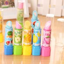 1pc Cartoon Lipstick Shaped Eraser, Creative Fruit Design, Cute Stationery Gift For Elementary Students - View 3
