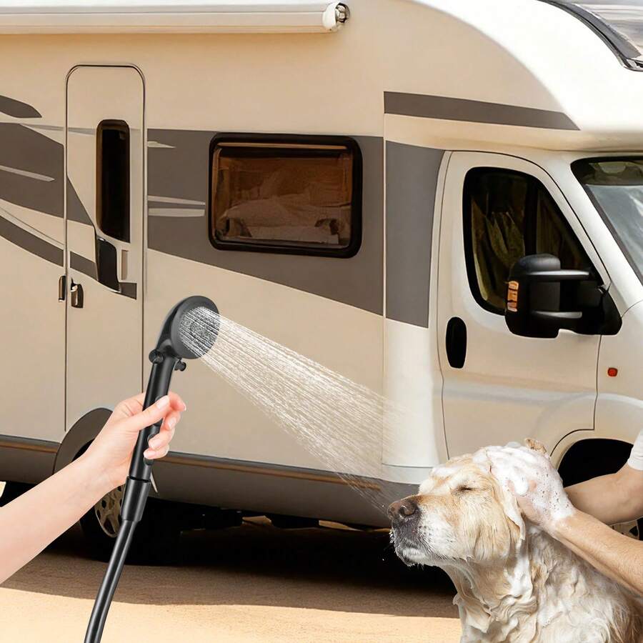 Cabine de douche extérieure pour camping-car avec robinet verrouillable et flexible, cabine de douche extérieure MoreChoice avec pommeau de douche et flexible de robinet, interrupteur eau chaude/eau froide, accessoires pour bateaux, camping-cars et caravanes - A - Voir 1