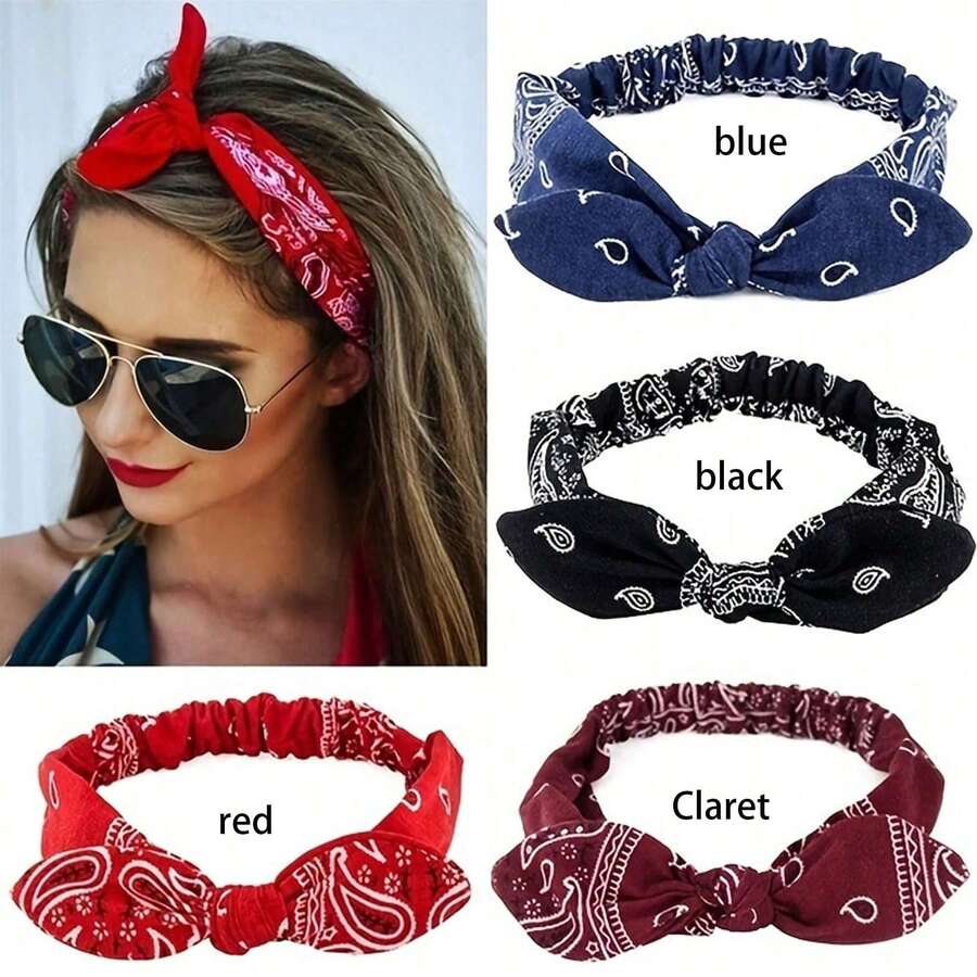 1 chiếc băng đô in họa tiết Paisley, kiểu nơ thắt cổ điển, băng đô cài tóc cho nữ, phù hợp cho các lễ hội và dịp kỷ niệm, phụ kiện tóc thời trang. - Nhiều màu - Xem 1