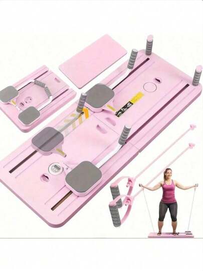 Foldable Pilates Board, Multifunctional Abdominal Trainer, Core Workout Equipment, Portable Fitness Gear For Home And Gym, Black And White Straps, Ideal Gift For Valentine's Day, Women's Day, Mother's Day, Pilates Equipment