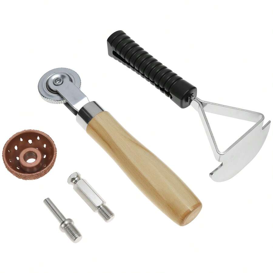 Tire Repair Patch Tools Kit, Tire Tungsten Carbide Buffing Wheels, Includes 42mm Tungsten Steel Buffing Wheel, Tire Patch Roller, And Scraping Cutter - A - View 1