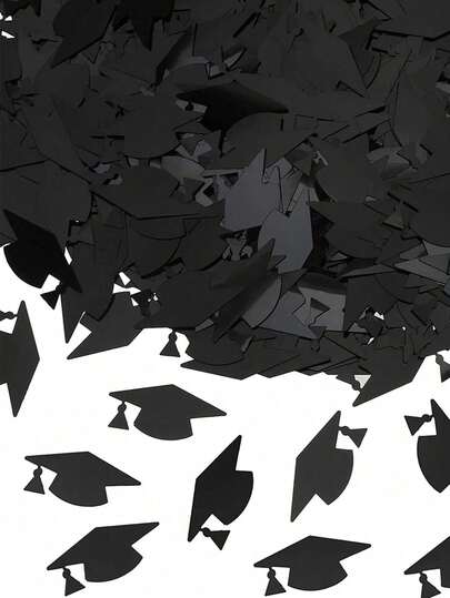 300pcs-2026 Graduation Confetti, 2026 Letter 2026 Graduation Mortarboard Party Shaped Double-Sided Printed Black Confetti, For Graduation Party Table Decor