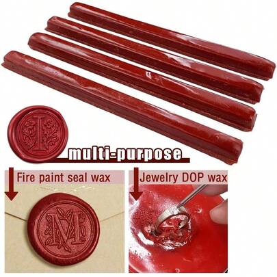 KLONKEE Lacquer Strips, Seals, Wax Strips, DOP Wax Strips Specifically Designed For Gemstone Processing, Red Sealing Wax Sticks, Powerful Shaping And Waxing Of Engraved Surfaces, Precision Carving And Inlaying Of Gemstones, Suitable For Gemstone Processing, Stick Shaped Objects Melted By DOP Wax, Jewelry Processing | Suitable For Envelopes