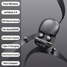 新款无线耳机，滑动式耳塞盖，男女通用迷你耳机，兼容所有智能手机，便携可穿戴 - 查看 11