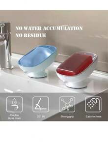 1pc Soap Dish With Strong Suction Cup, Removable Double-Layer Drainage Design Soap Holder, Suitable For Bathroom, Shower, Kitchen Sink, Bathtub, Toilet Plastic Soap Tray - Multicolor - View 3