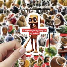 80pcs TungTungTungTungTung Sahur Stickers, Italian Style Stickers, Chinese Mythology Stickers From "Classic Of Mountains And Seas", Fun And Creative Abstract Stickers With Ambiguous Meanings - 80pcs - View 2