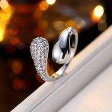 1 chiếc vòng tay kim loại mạ vàng đính đá Cubic Zirconia, thiết kế hình giọt nước độc đáo, trang sức đeo hàng ngày, quà tặng Ngày của Mẹ. - vòng đeo tay - Xem 26