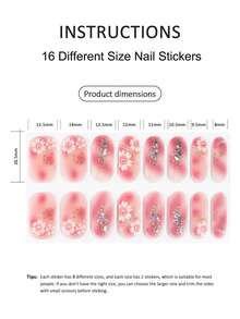 半固化凝胶美甲贴，果冻米色，16片装，无需UV灯，沙龙品质，持久耐用 - 亮橙色 - 查看 4