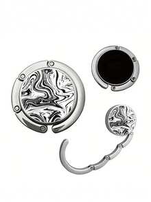 1pc Foldable Desktop Hanger - Zebra Pattern Decorative Hanging Hook For Home Office Dorm Wardrobe Desk Edge, Space-Saving Organizer For Coats Hats Scarves Towels Accessories And Small Items, Lightweight Portable Foldable Design With Quick Open/Close, Stylish Zebra Print Accent To Elevate Shelves Countertop And Entryway Decor - Black and White - View 9