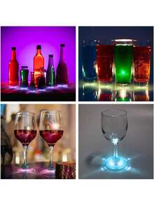 10pcs LED Coasters Lights, LED Sticker Lights, LED Bottle Lights, Cup Holder Lights, 7-Color RGB LED Bottle Lights, Suitable For Wine Bottles, Applicable For Nightclub, Club, Wedding, Bar, Party, Christmas, Halloween Decoration - Multicolor - View 4