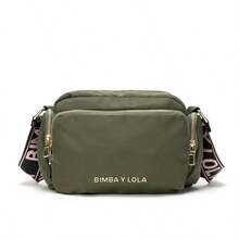 LOLA Women's Shoulder Bag, BIMBA Shoulder Bag, Mother-Daughter Bag, Small Square Bag, Waterproof Women's Bag With Zipper. - 金標軍綠黑帶粉字 - 查看 1