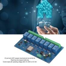 Módulo de relé de 8 canales ESP32, ESP32-WROOM-32E, placa de desarrollo de control inalámbrico WiFi BLE DC 5-30 V. - Neblina azul - Ver 6
