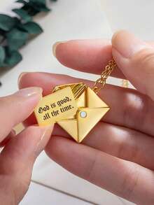 Custom Envelope Necklace With Photo, Envelope Secret Message Locket, Love Letter Message Necklace, Gift For Girlfriend/Wife - Multicolor - View 3