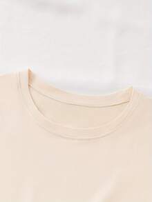 Pure Cotton Women's Short-Sleeved T-Shirt With A Heart Print On The Front, Made Of Comfortable And Breathable Fabric, Casual Sporty Style, Suitable For Women's Sportswear - 杏色 - 查看 5